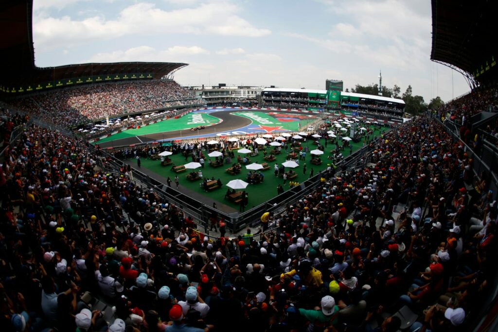 Sergio Pérez driving in front of his home fans.