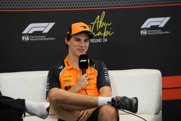 McLaren's Oscar Piastri reacts to his third place in qualifying for the all-important title-deciding 2025 F1 Abu Dhabi GP.