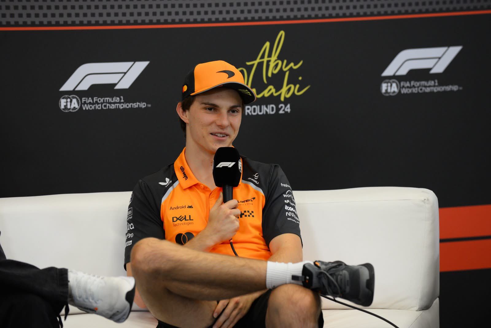 McLaren's Oscar Piastri reacts to his third place in qualifying for the all-important title-deciding 2025 F1 Abu Dhabi GP.