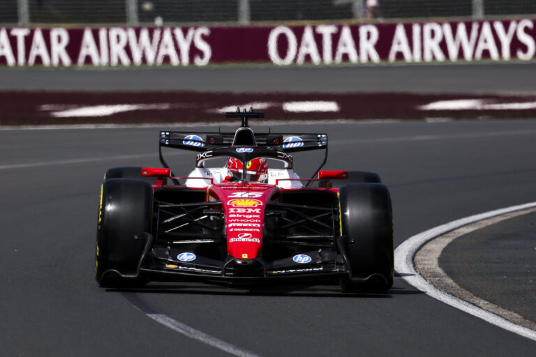 Charles Leclerc on track during FP1 at the F1 Australian GP