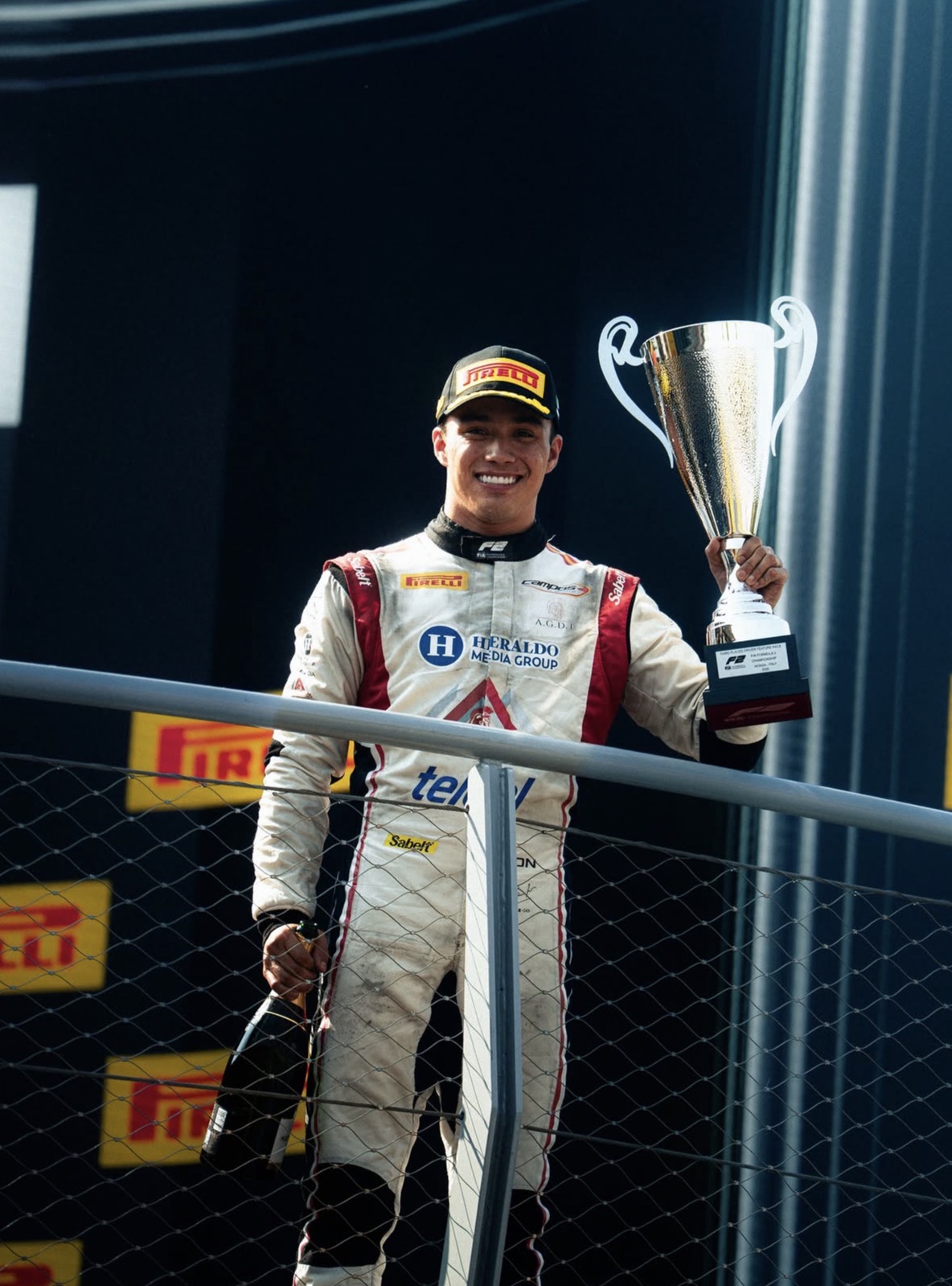 Campos Racing's Noel León crossed the line to take a P3 finish during the F2 Feature Race at the 2026 Italian GP in Monza.