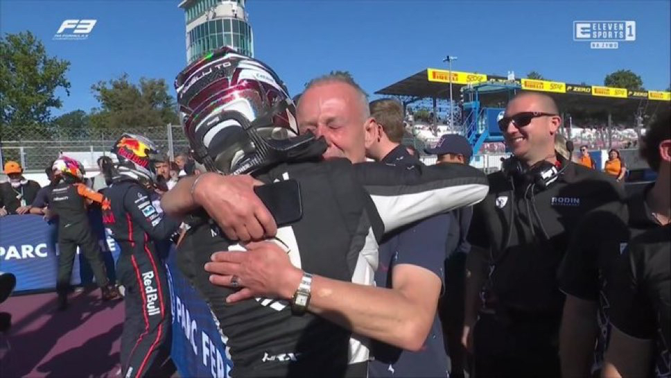 F3 Roman Bilinski and his father emotional after strong Sprint Race result in Monza