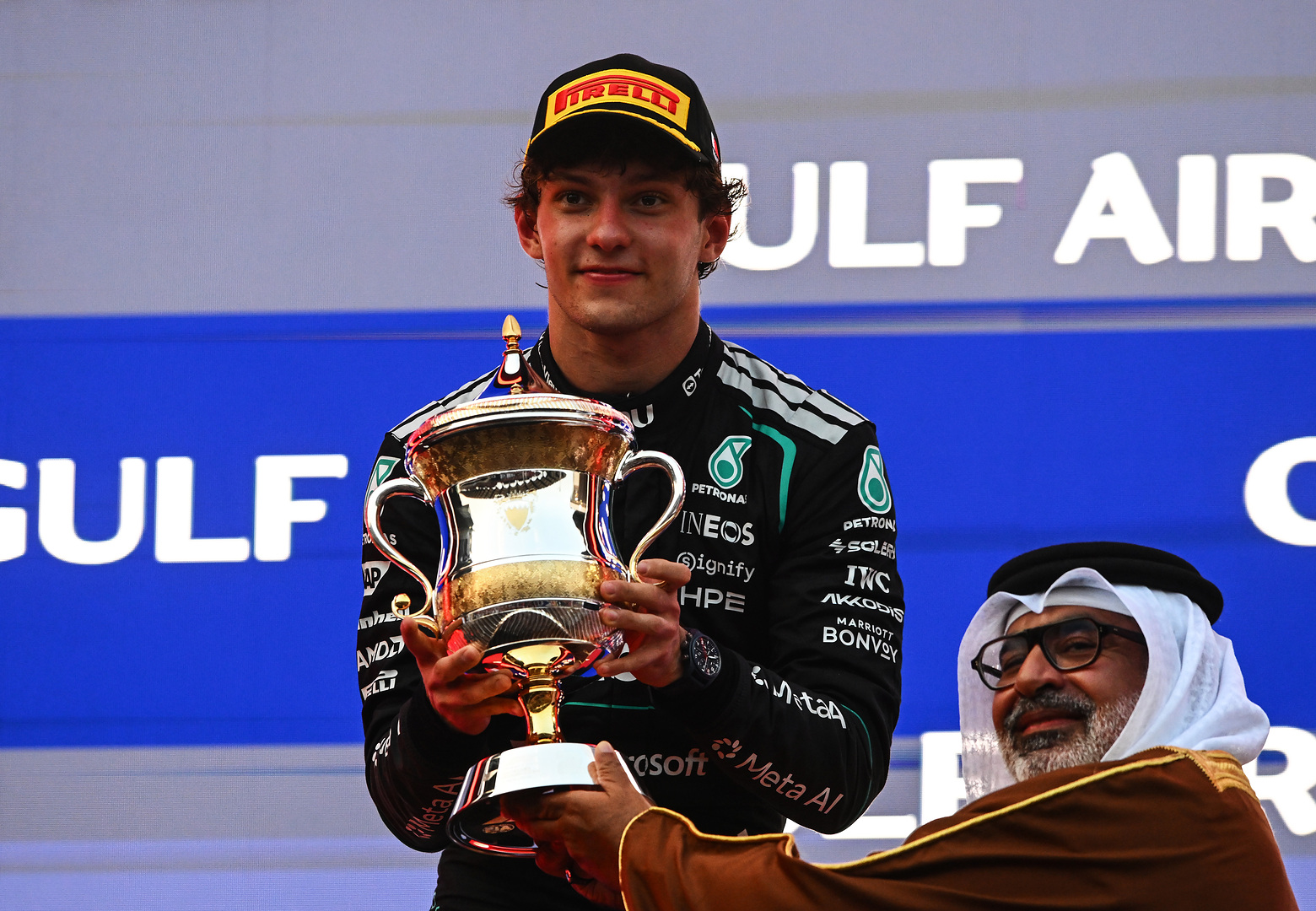 Antonelli on the podium for the 2026 F1 round in Malaysia