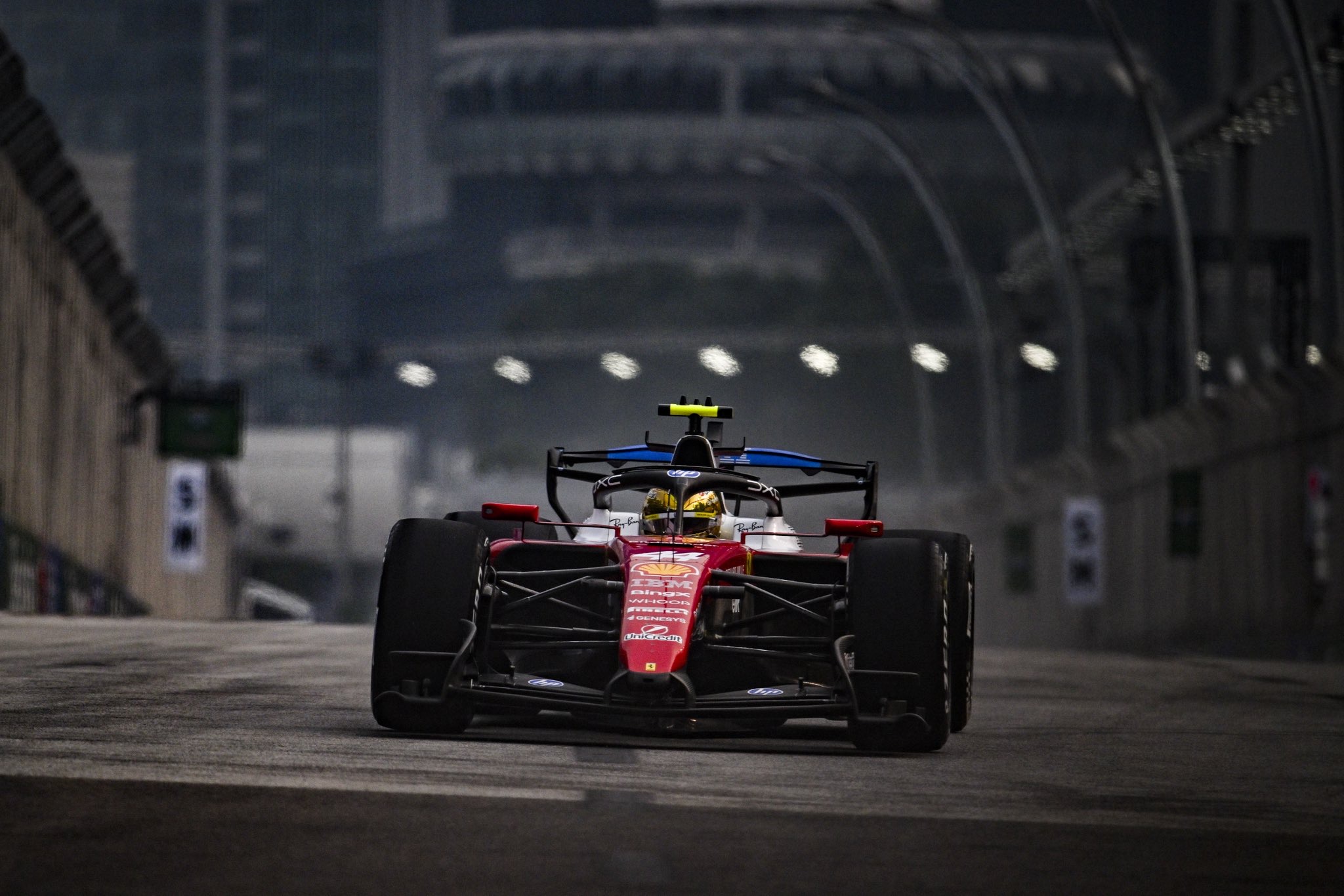 Scuderia Ferrari's Lewis Hamilton during FP1 at the 2026 F1 Singapore GP.