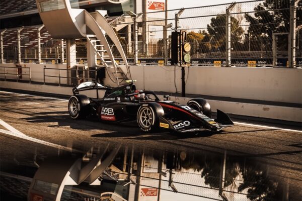 ART Grand Prix's Tasanapol Inthraphuvasak during 2026 F2 pre-season testing in Barcelona.