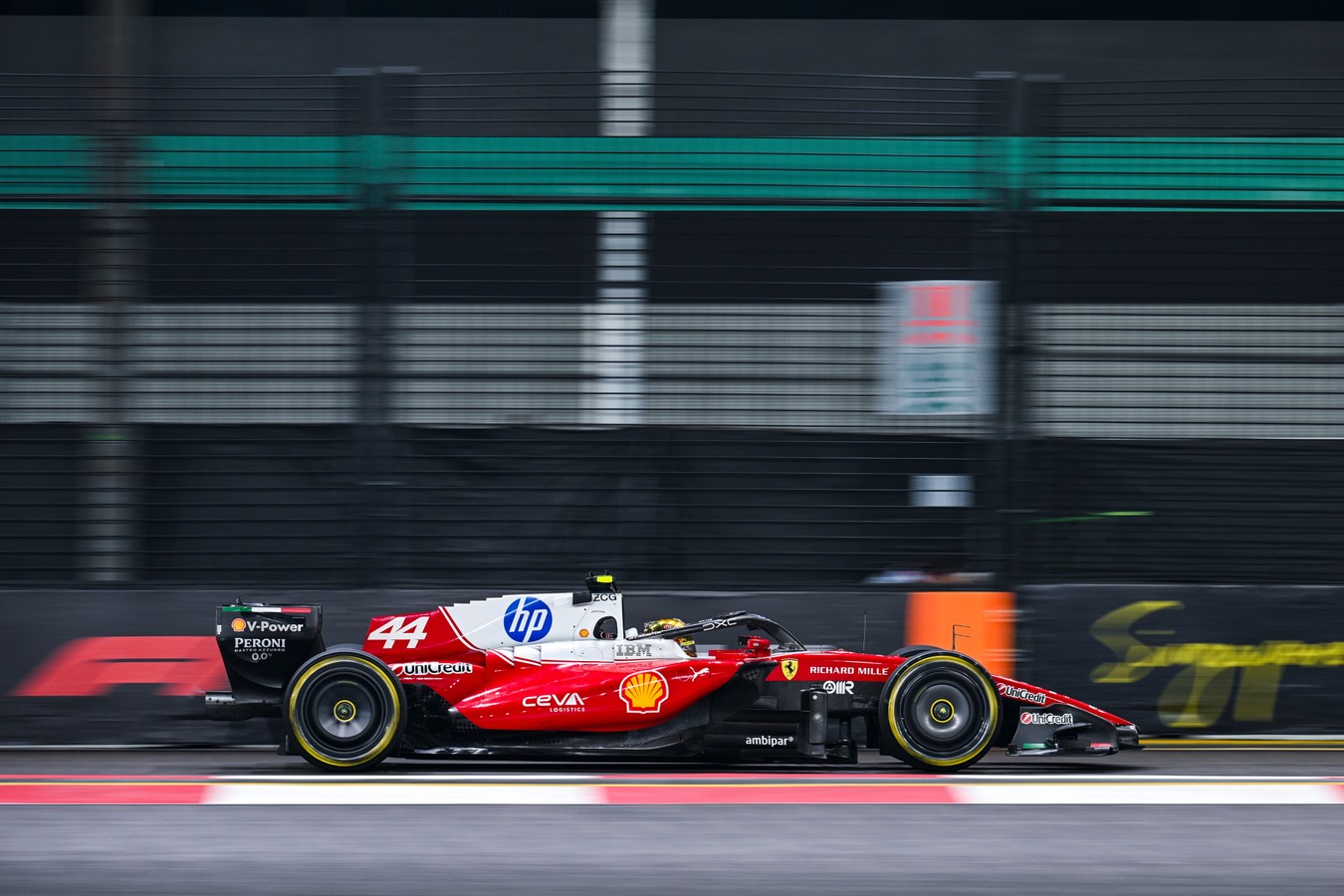 Lewis Hamilton for Ferrari on Friday at the 2026 F1 Singapore GP.