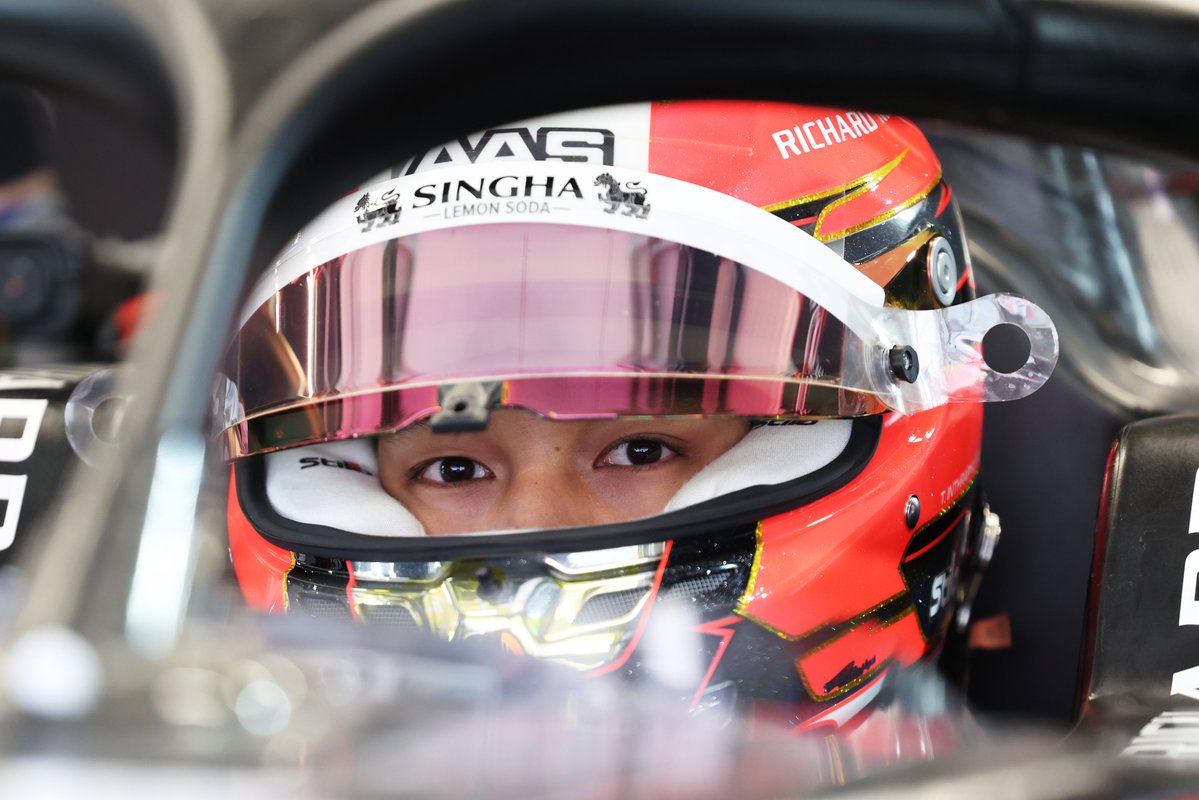 ART Grand Prix's Tasanapol Inthraphuvasak during 2026 F2 pre-season testing in Barcelona.