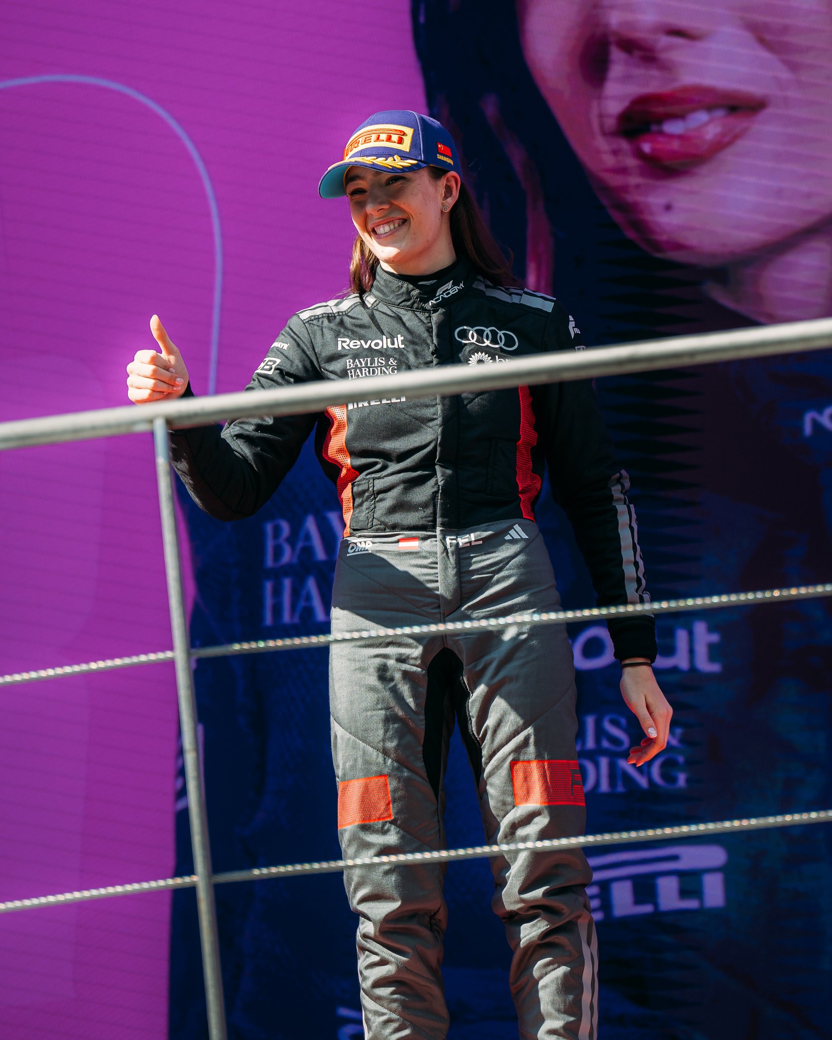 Audi's Emma Felbermayr during the 2026 F1 Academy Chinese GP.