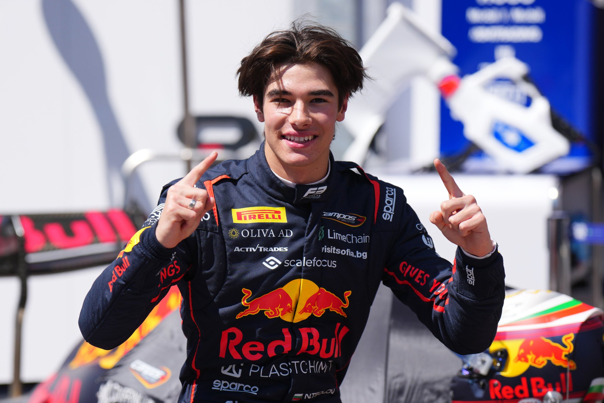 Campos Racing's Nikola Tsolov after securing his maiden pole-position during Qualifying at F3 Monaco GP.