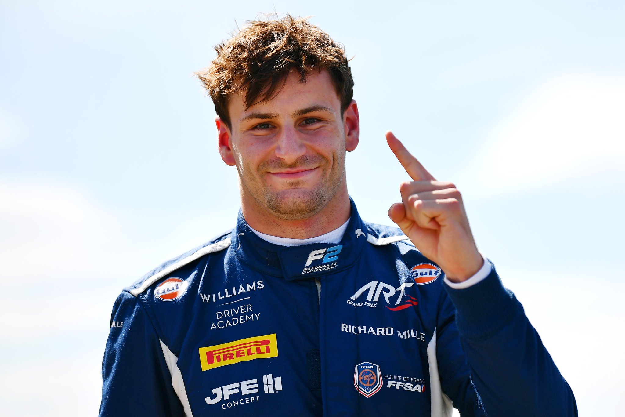 ART GP's Victor Martins after securing pole at F2 British GP.