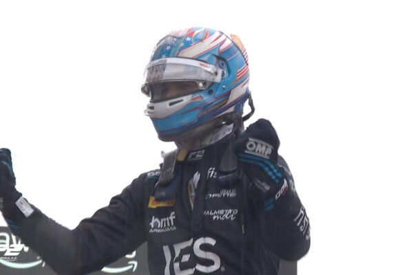 DAMS Lucas Oil's Jak Crawford claims the win during the Feature Race at F2 British GP.
