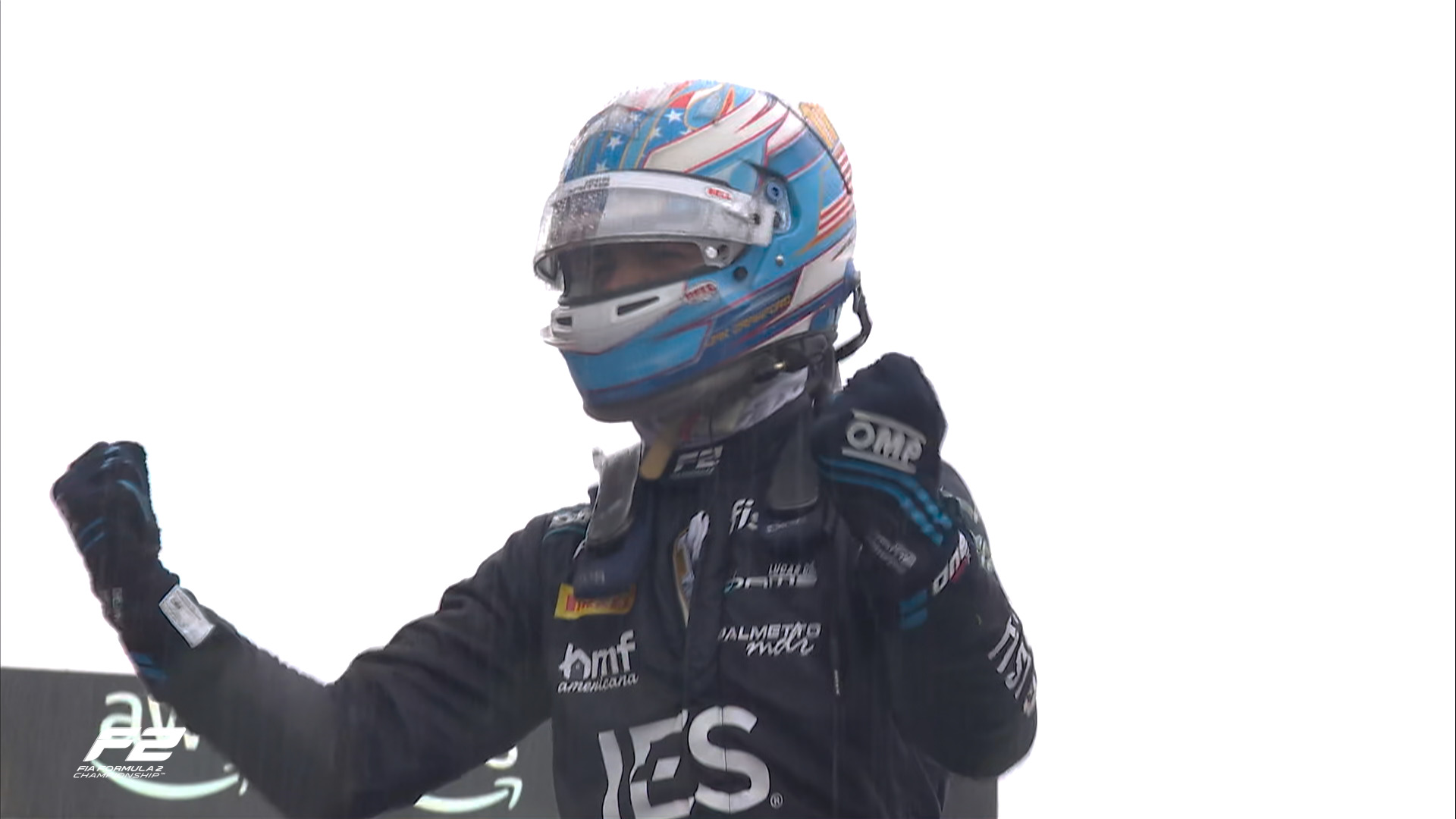 DAMS Lucas Oil's Jak Crawford claims the win during the Feature Race at F2 British GP.