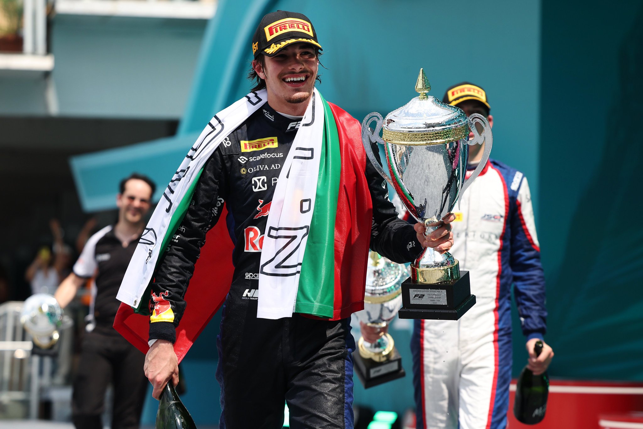 Campos Racing's Nikola Tsolov after his Sprint Race victory at the 2026 F2 Miami GP.