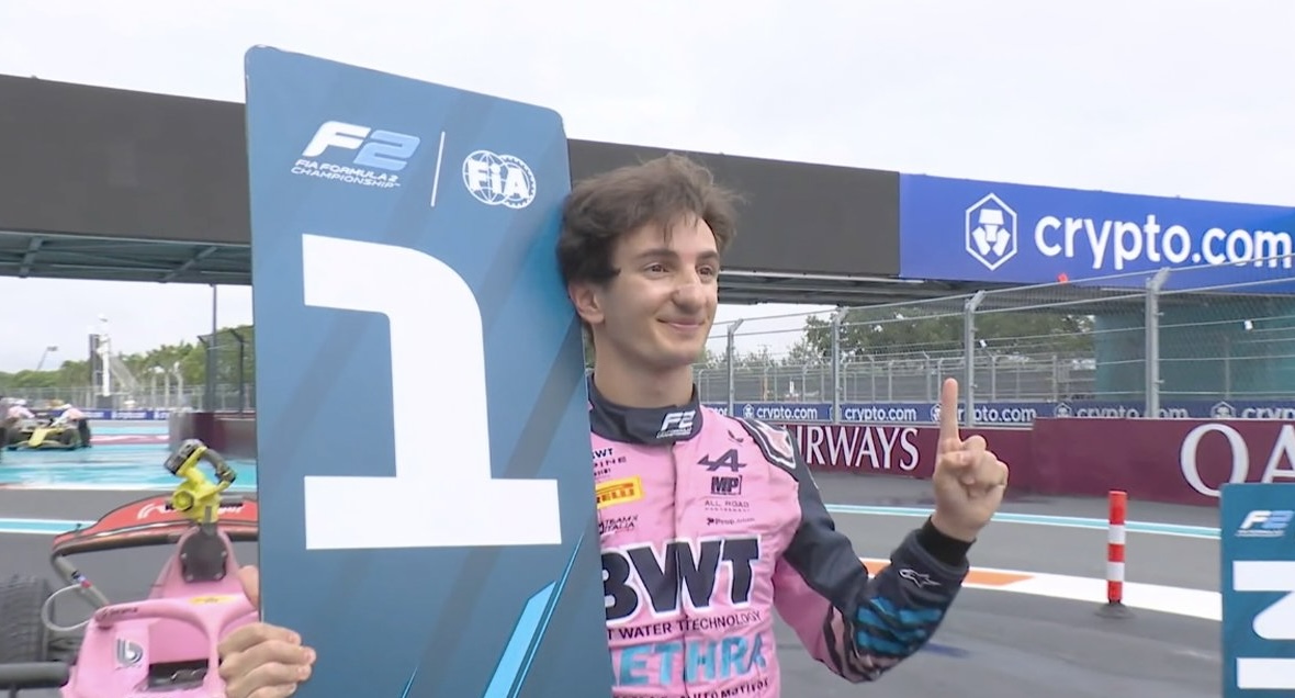 MP Motorsport's Gabriele Minì during the F2 Feature Race at the 2026 Miami GP.