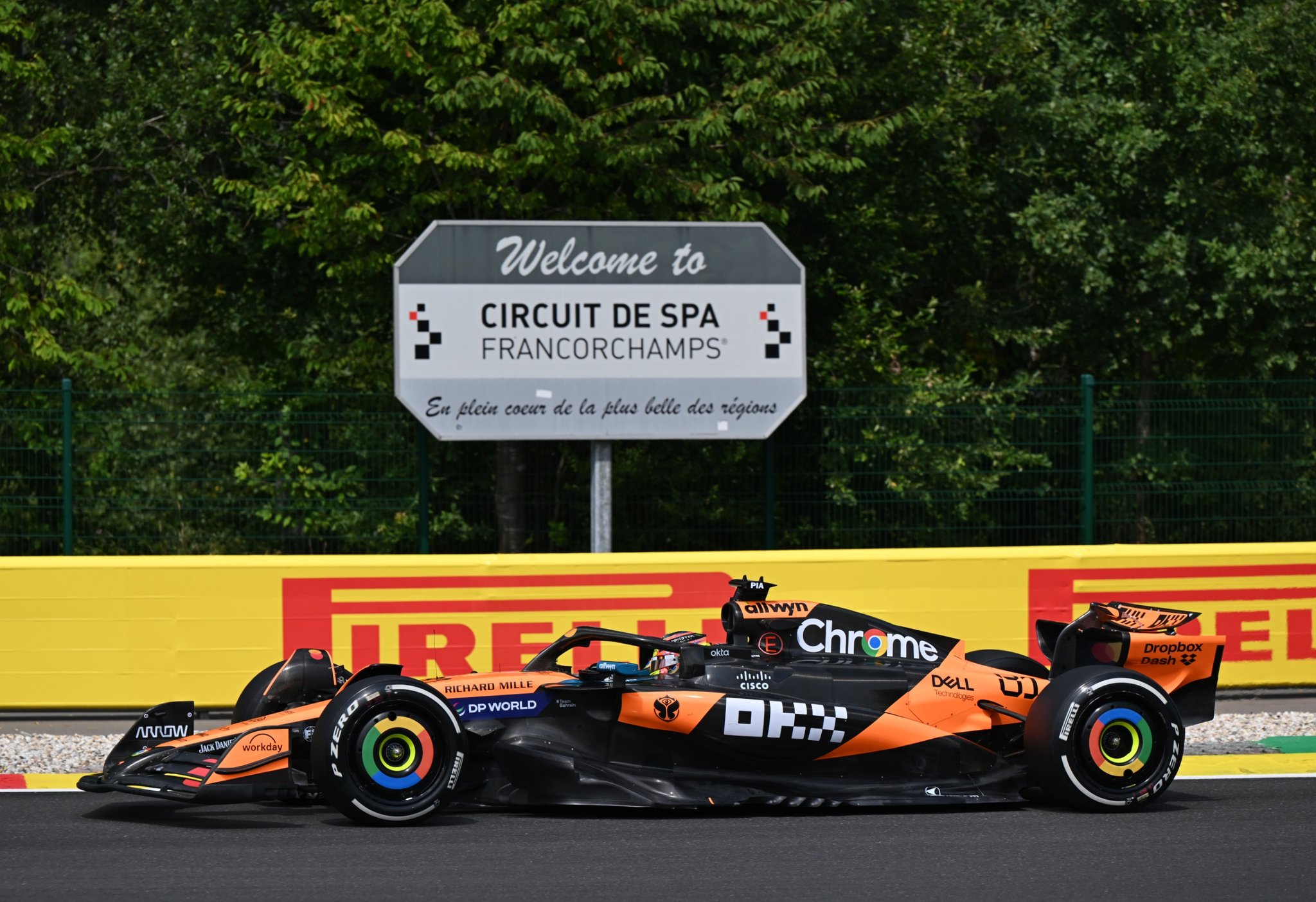 McLaren Racing's Oscar Piastri during FP1 at F1 Belgian GP.