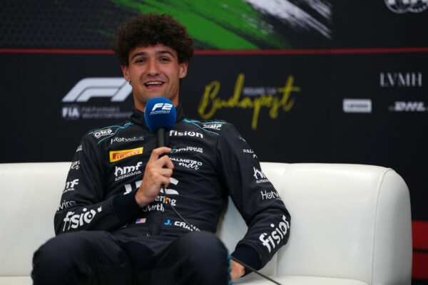 DAMS Lucas Oil's Jak Crawford during the post-Qualifying Press Conference at F2 Hungarian GP.