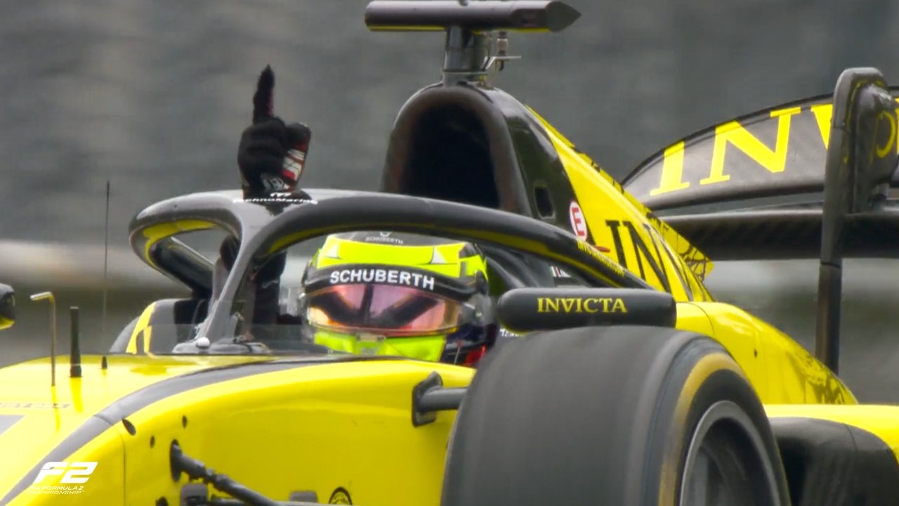 Invicta Racing's Leonardo Fornaroli during the Feature Race at F2 Hungarian GP.