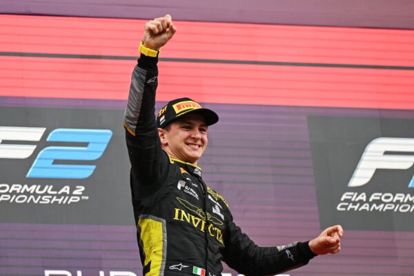 Invicta Racing's Leonardo Fornaroli after his Feature Race win at F2 Hungarian GP.