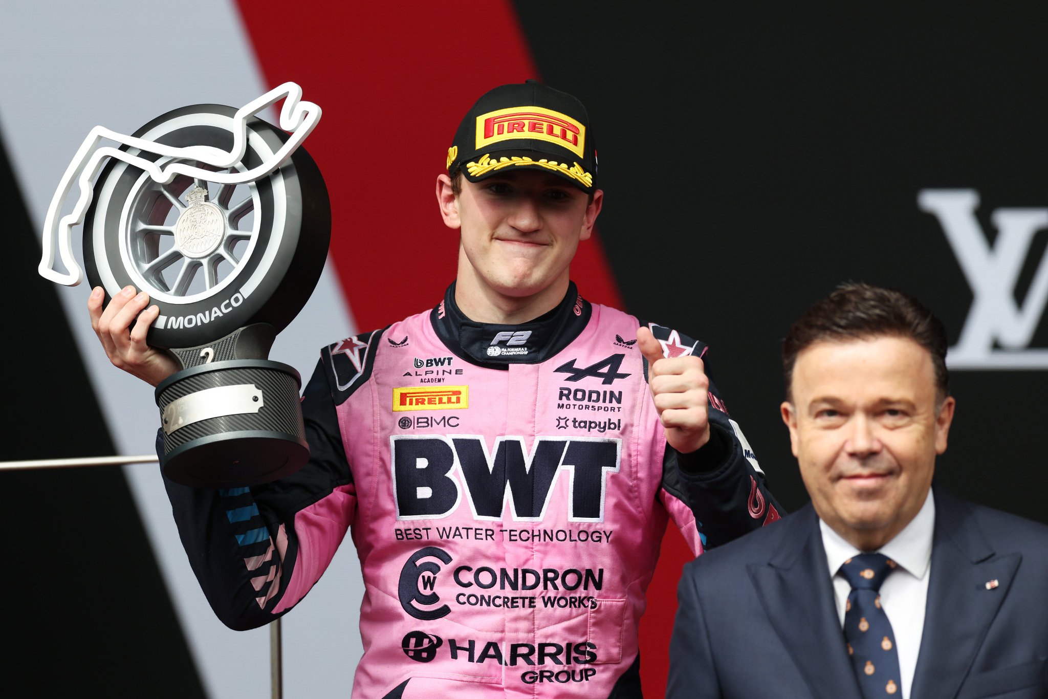 Rodin Motorsport's Alex Dunne during the 2026 F2 Monaco GP Feature Race.