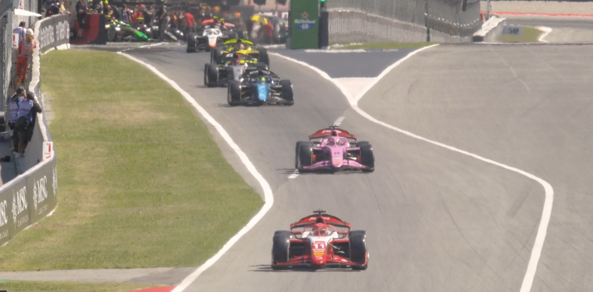 Cars on track during Free Practice at the 2026 F2 Barcelona-Catalunya GP.