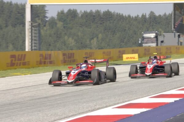 TRIDENT's Noah Strømsted during the F3 Feature Race at 2026 Austrian GP.