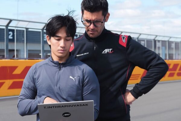 ART Grand Prix's Tasanapol Inthraphuvasak ahead of the 2026 F2 British GP in Silverstone.