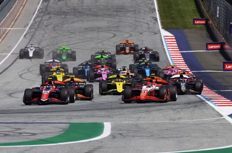 Cars on track during the 2026 F2 Austrian GP Sprint Race.