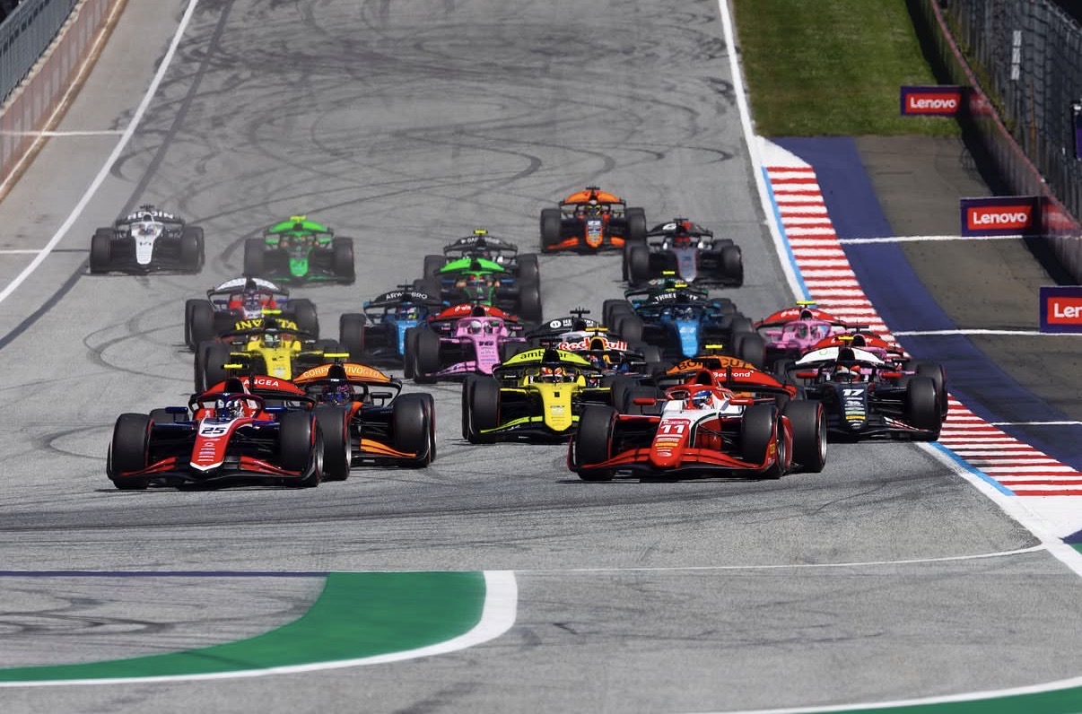 Cars on track during the 2026 F2 Austrian GP Sprint Race.