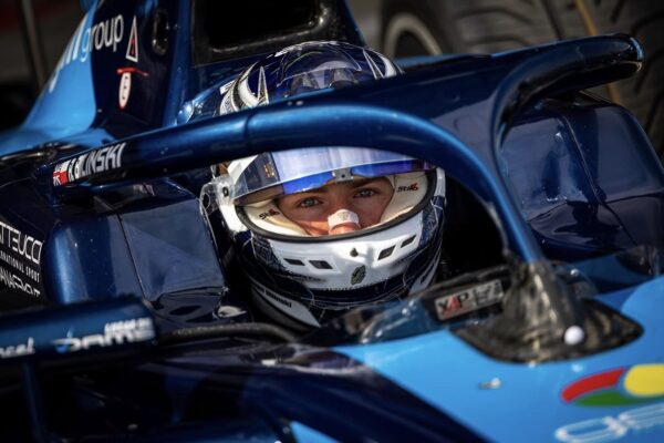 DAMS Lucas Oil's Roman Bilinski ahead of F2 Qualifying at 2026 British GP in Silverstone.