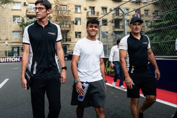 Campos Racing's Arvid Lindblad during his track walk at F2 round in Baku.