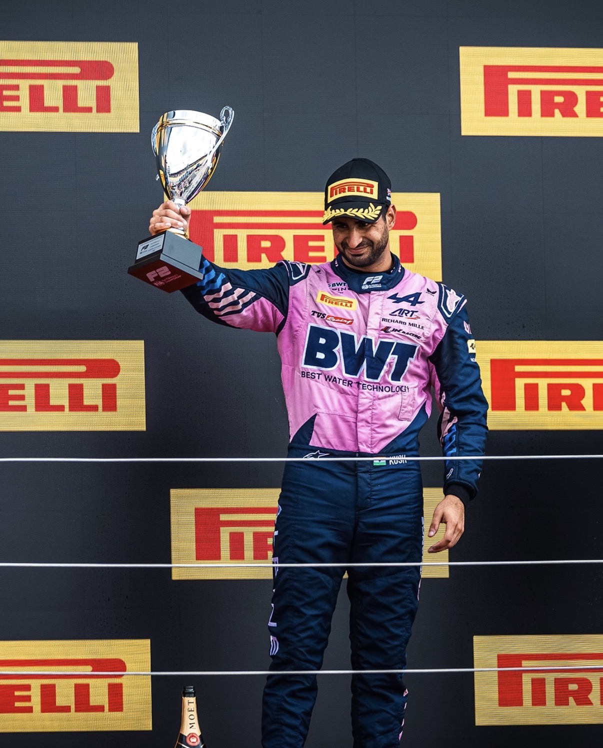 ART Grand Prix's Kush Maini after finishing P3 in the F2 Feature Race at the 2026 Silverstone Round.