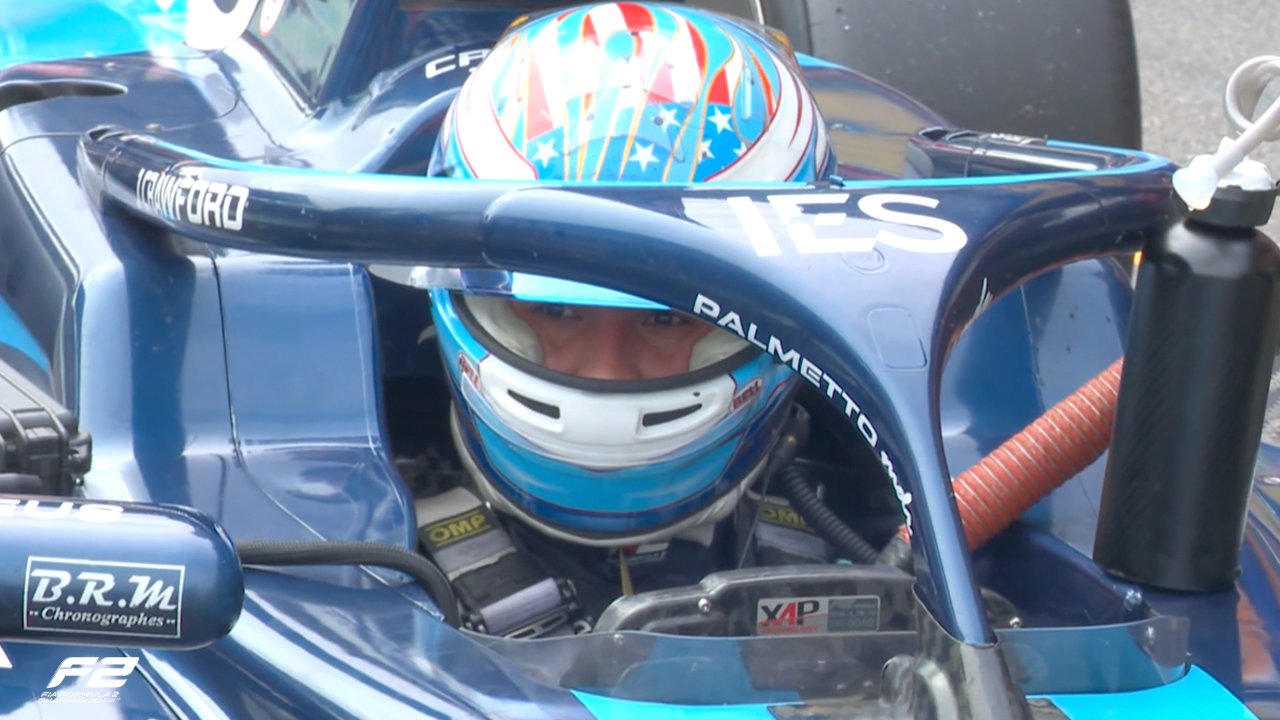 DAMS Lucas Oil's Jak Crawford during Qualifying at F2 round in Baku.