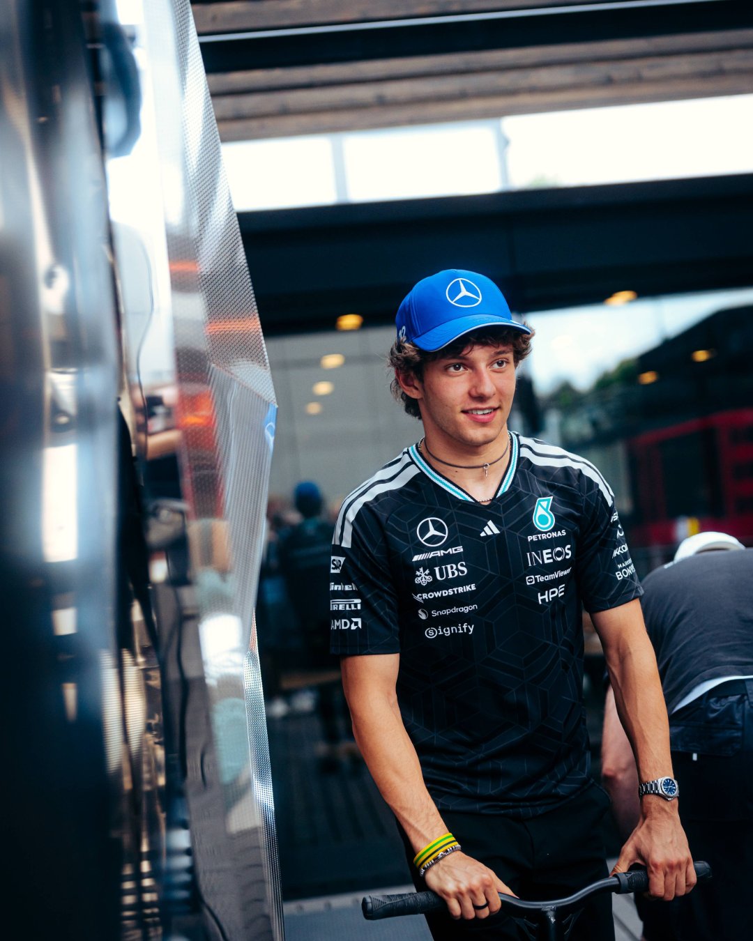 Mercedes F1's Kimi Antonelli on Thursday at the 2026 F1 Belgian GP.