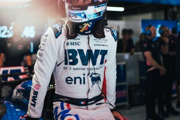 Pierre Gasly in the Alpine F1 Team garage ahead of Qualifying during the Spanish GP
