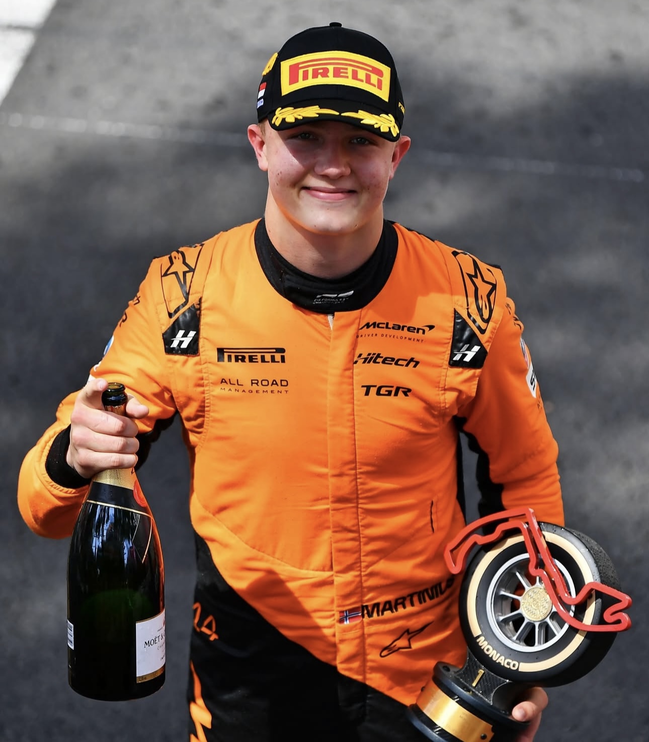 Hitech's Martinius Stenshorne after winning the F3 Monaco Sprint Race