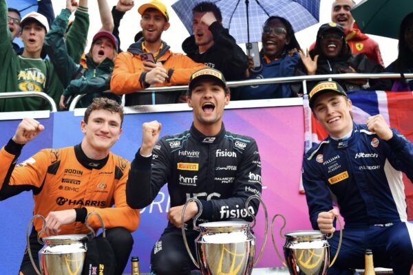 Jak Crawford, Alex Dunne, and Luke Browning at the F2 British GP