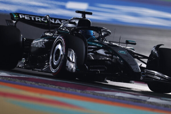 George Russell for Mercedes at the track during the F1 Qatar GP