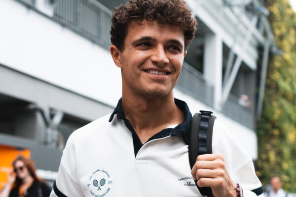 Lando Norris arriving for media day at the F1 Singapore GP