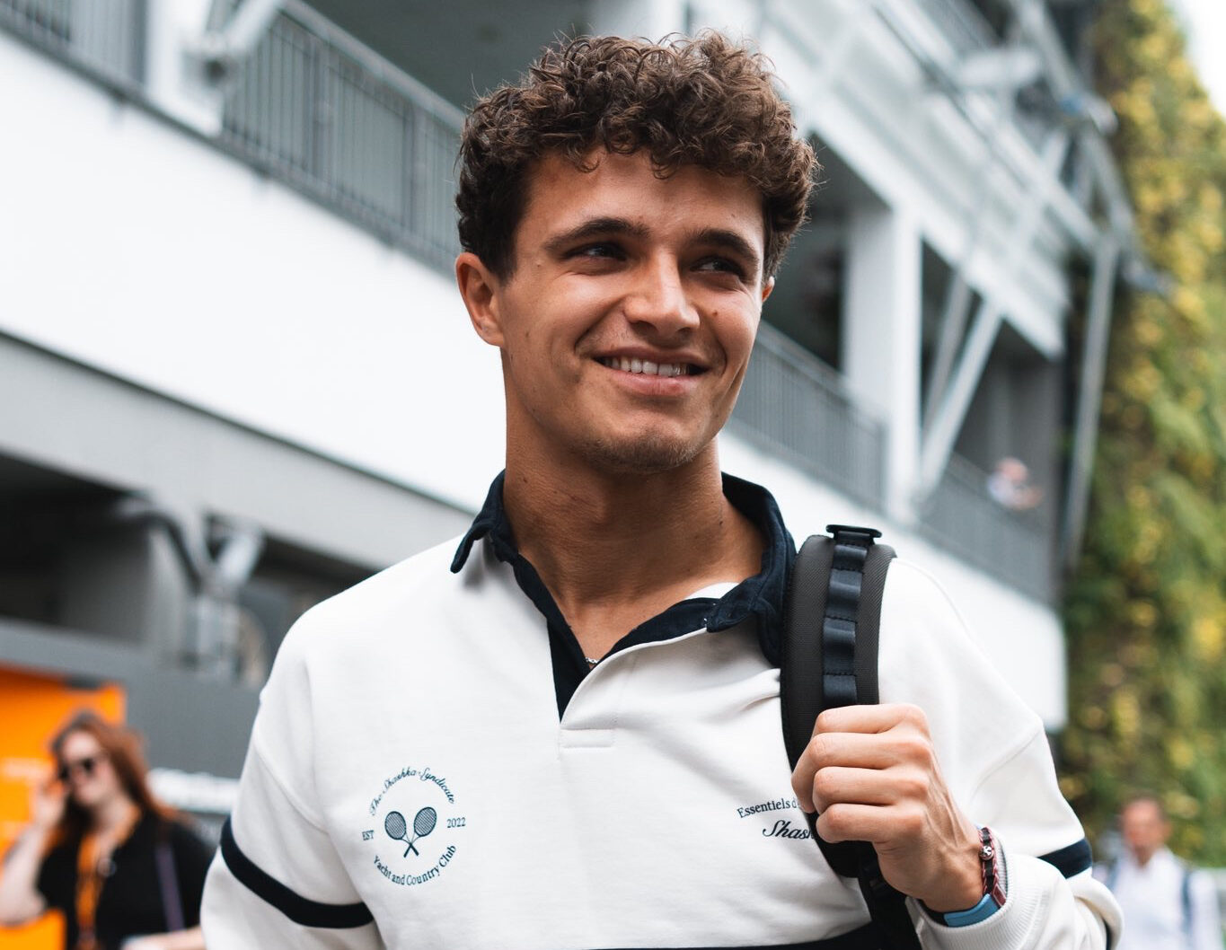 Lando Norris arriving for media day at the F1 Singapore GP