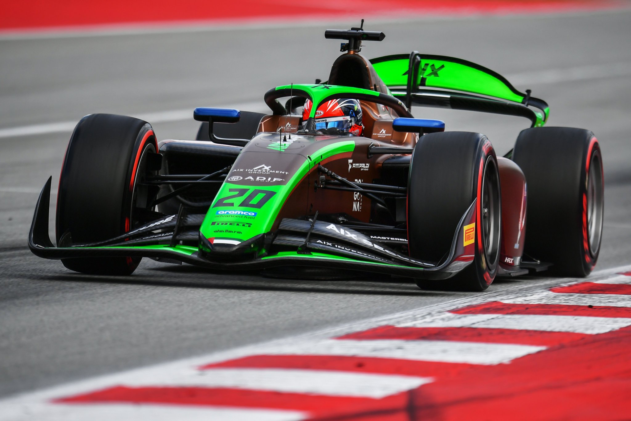 AIX Racing rookie Emerson Fittipaldi on the track for F2 pre-season testing