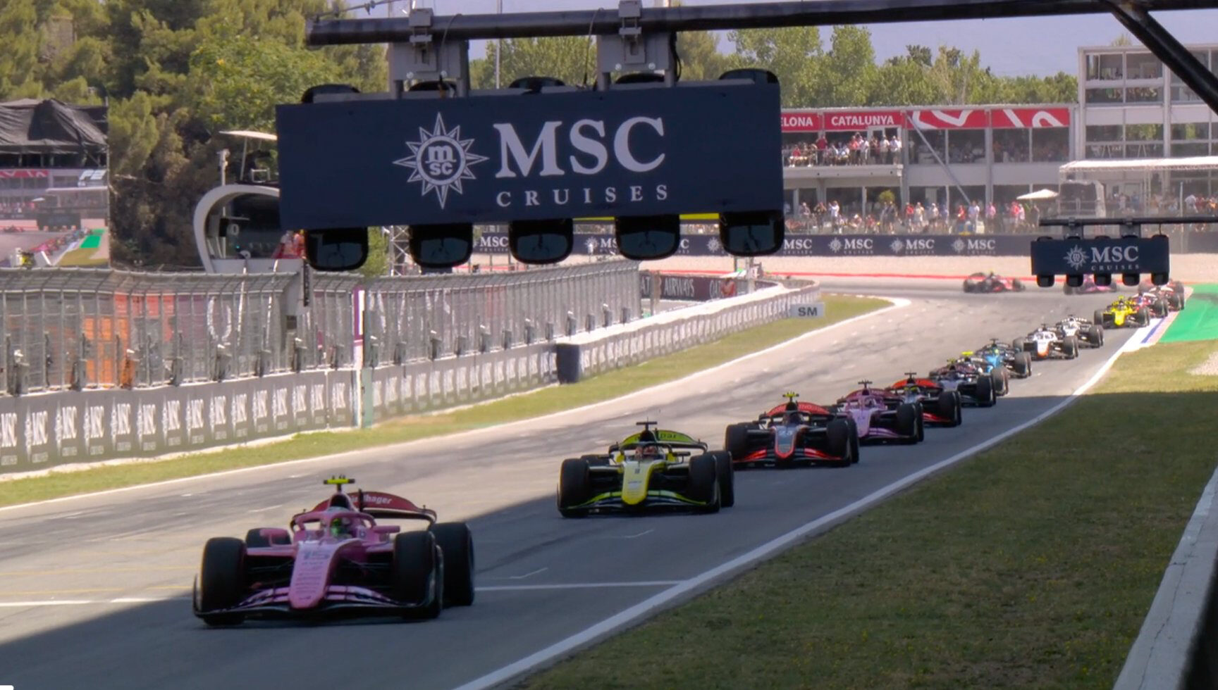 Formula 2 cars on track at the 2026 F2 Barcelona-Catalunya Feature Race