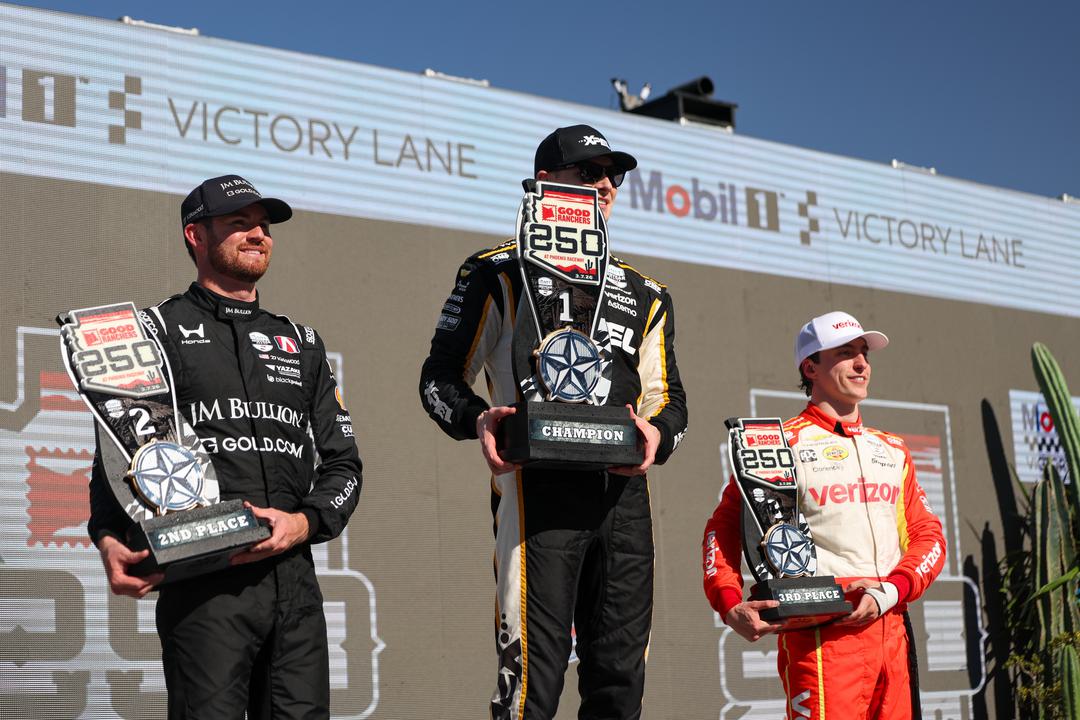 Kyle Kirkwood celebrates a strong start to the season finishing second on the 2026 IndyCar Phoenix raceway.