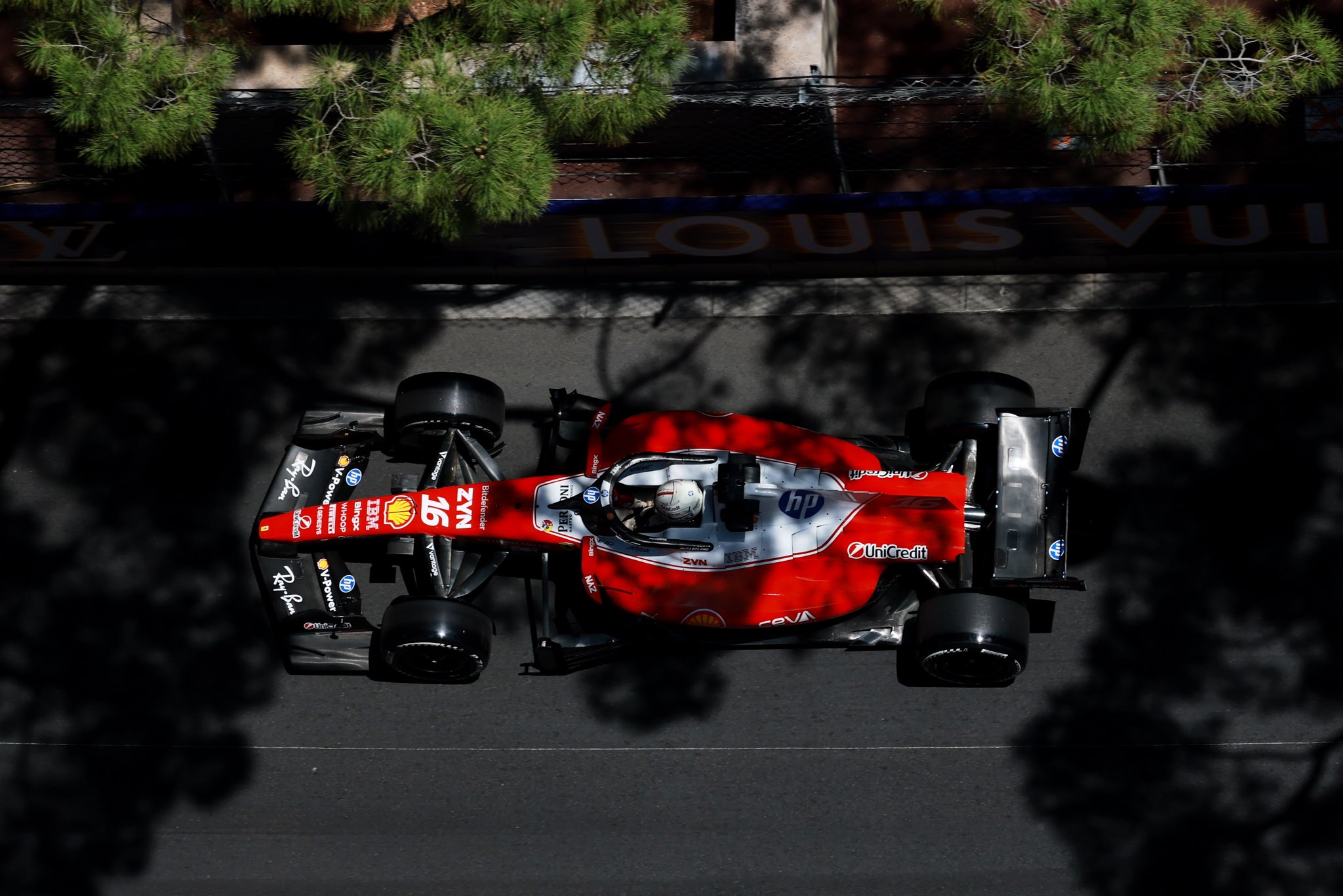 Charles Leclerc on track in FP1 at the 2026 F1 Monaco GP.