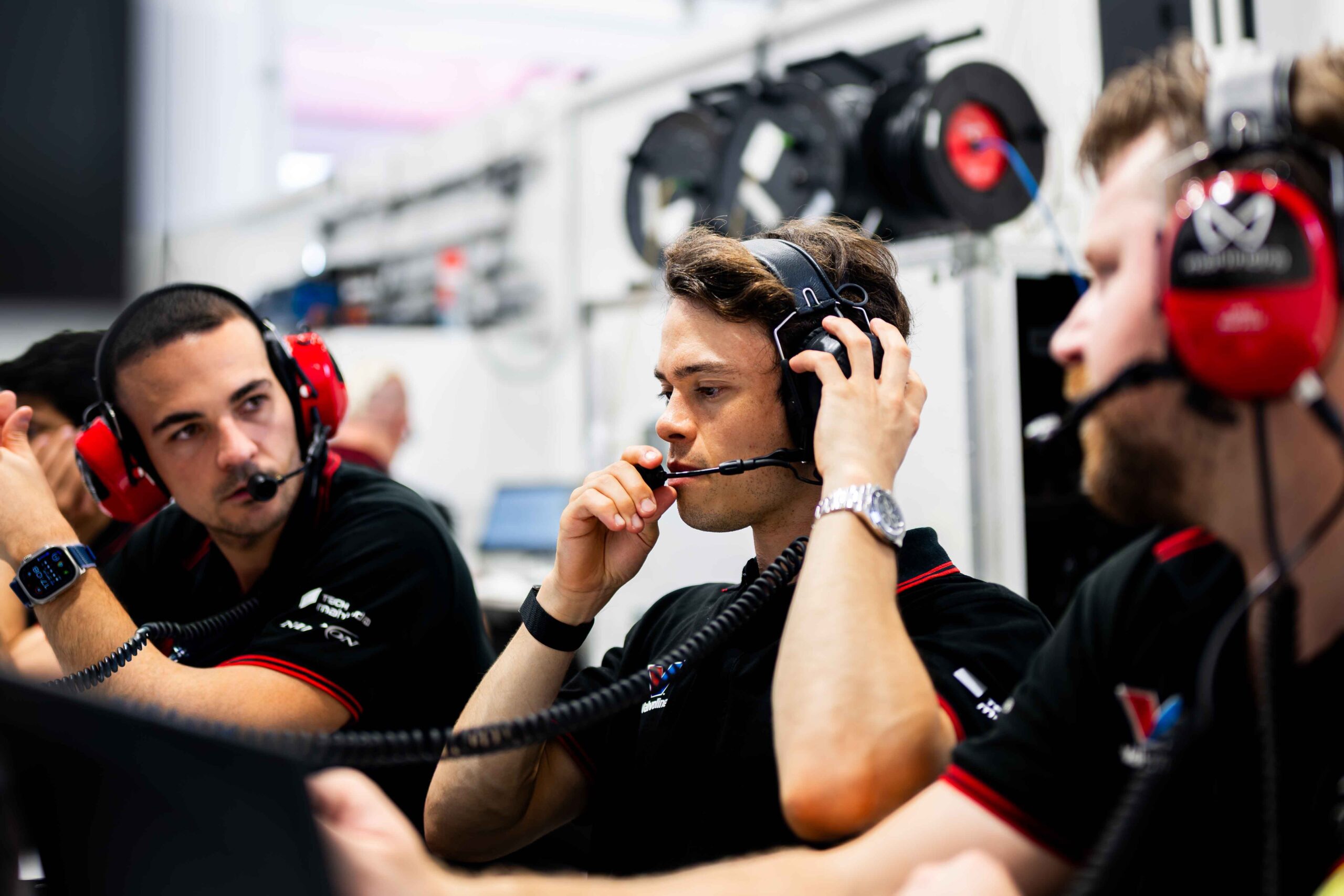 Nyck de Vries celebrates third place for Mahindra Racing at the Formula E Sanya E-Prix