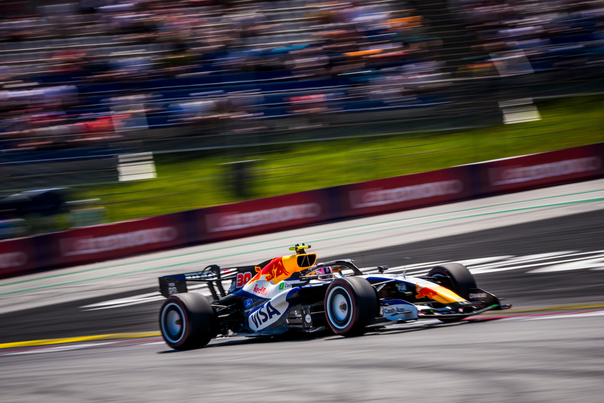 Liam Lawson on Saturday driving for the Racing Bulls at the 2026 F1 Austrian GP