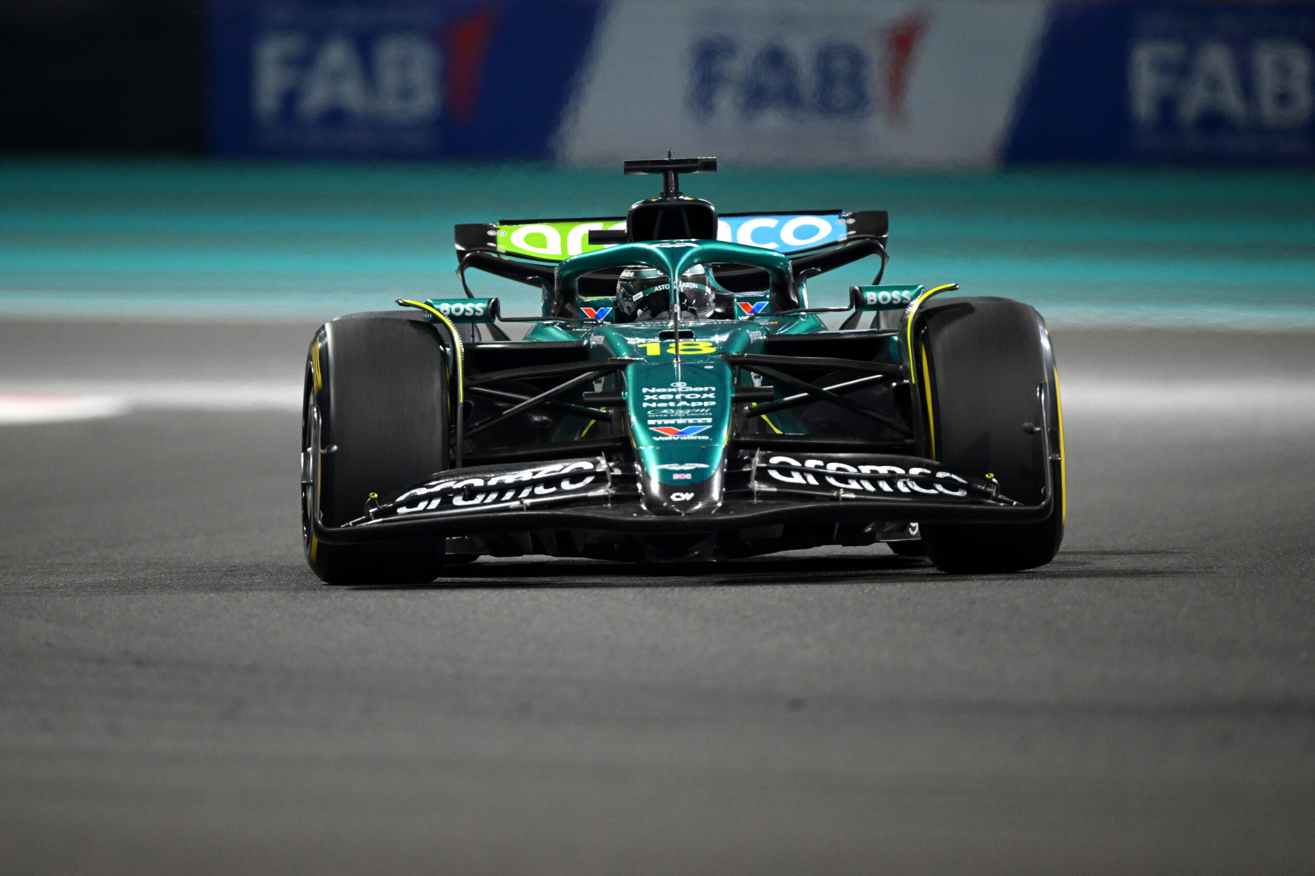 Lance Stroll on track at the 2025 F1 Abu Dhabi GP.