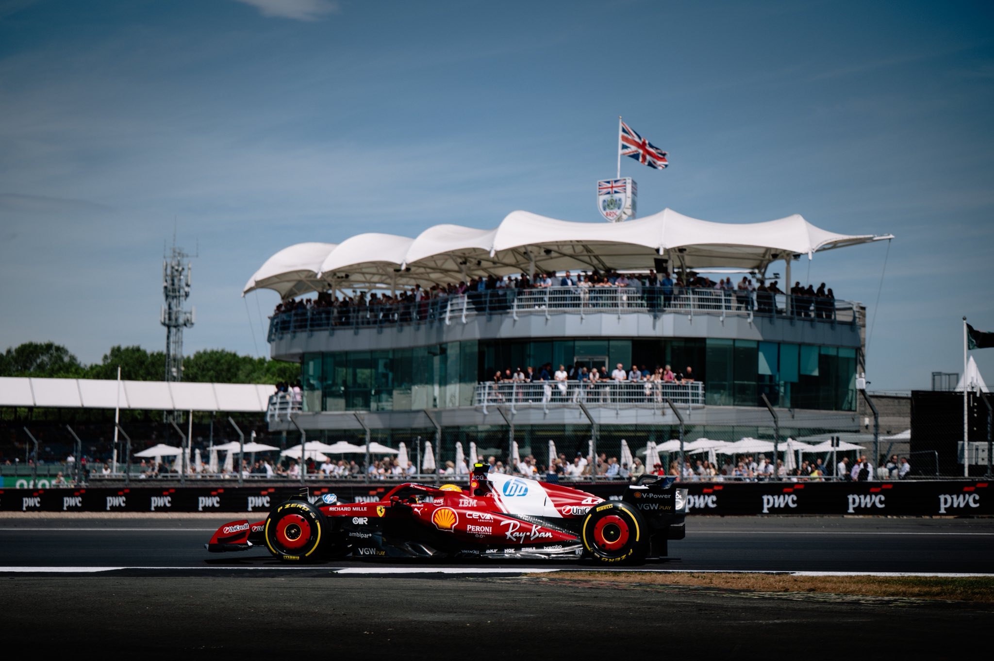 Ferrari Driver Lewis Hamilton in FP2 for the F1 British GP in Silverstone.
