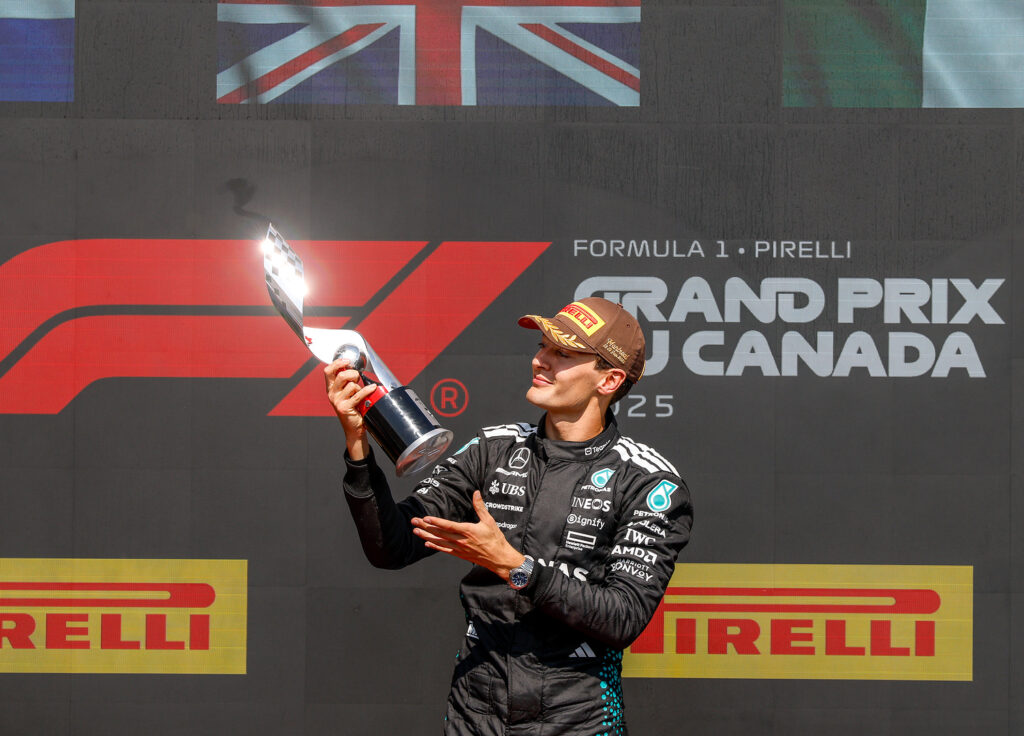 George Russell of Mercedes claims first Formula 1 victory of 2025 season