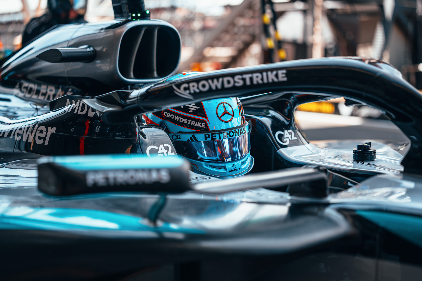 George Russell of Mercedes Formula 1 Team at the 2025 British GP