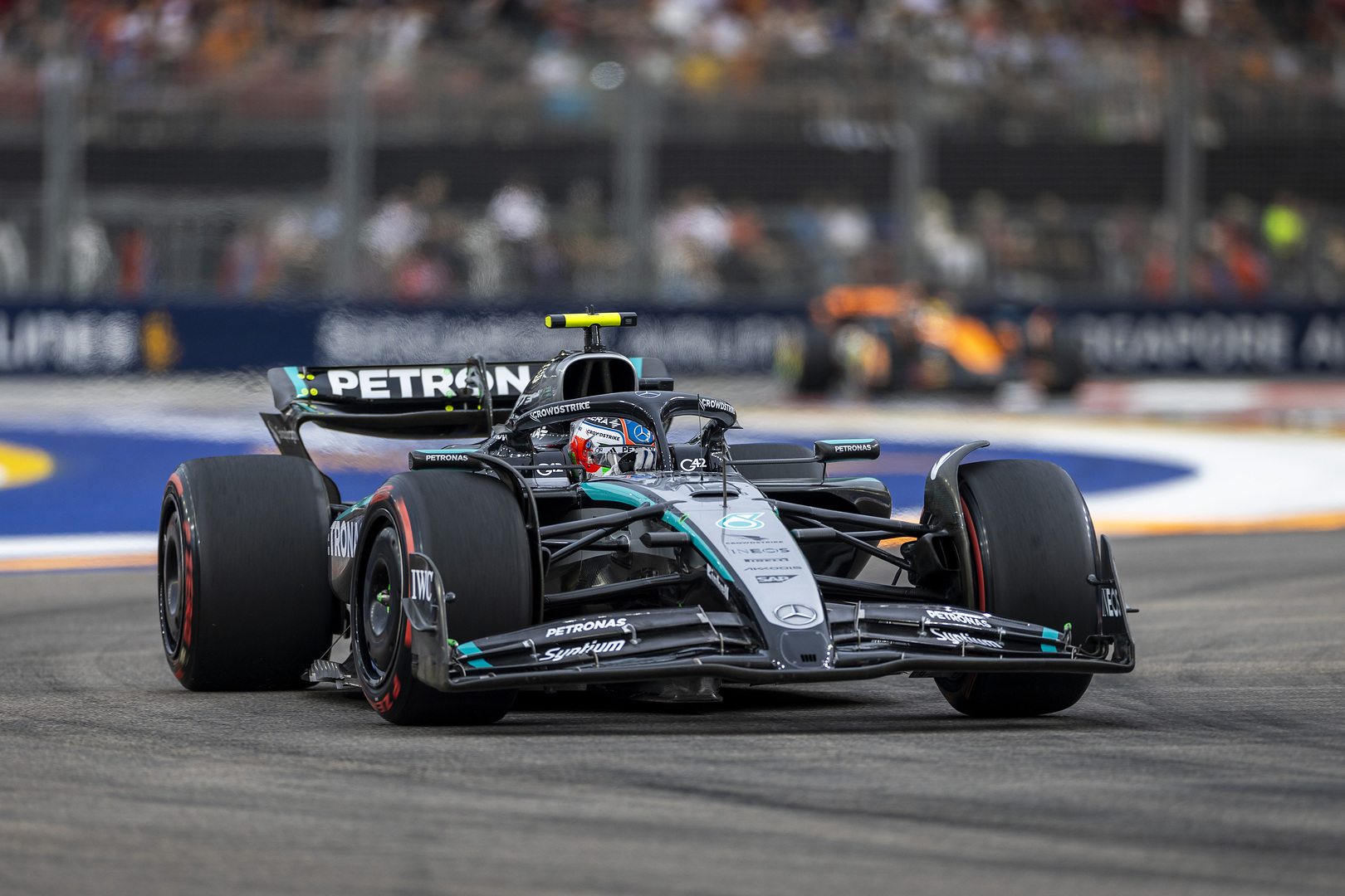 Mercedes' Kimi Antonelli around the track during the F1 Singapore GP Qualifying session